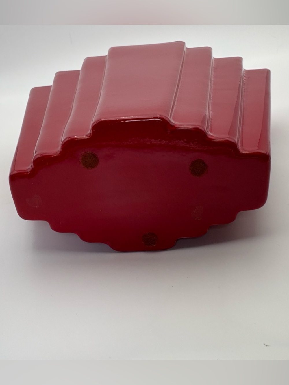 Vintage 80s Red Art Deco Ceramic Vase - Statement Piece - Picture 11 of 16